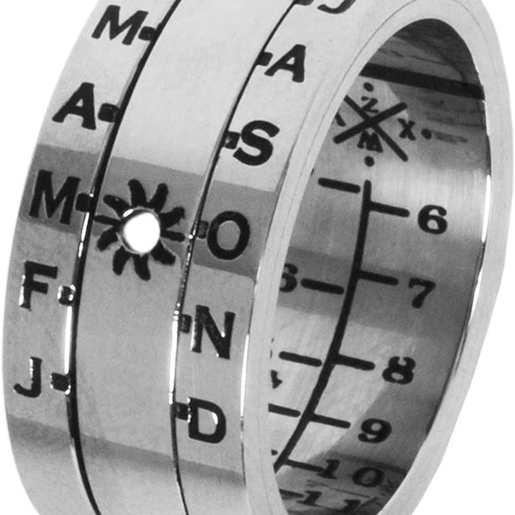 Carpe Diem Sundial Ring Silver Finish Size 12 - Picture 2 of 8